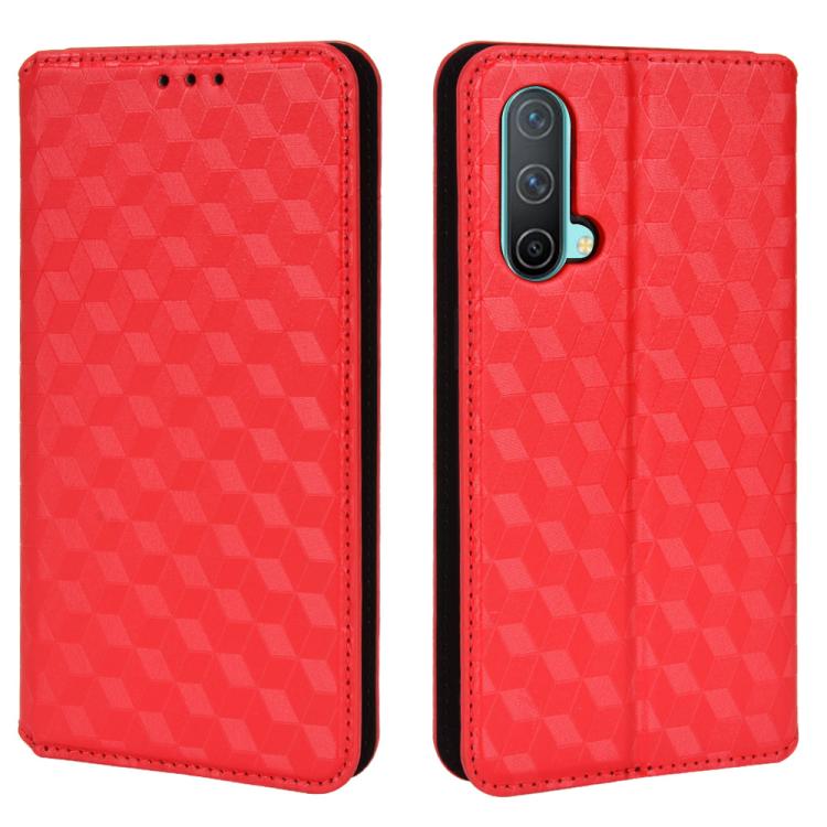 For OnePlus Nord CE 5G Cubic Grid Texture Flip Leather Phone Case
