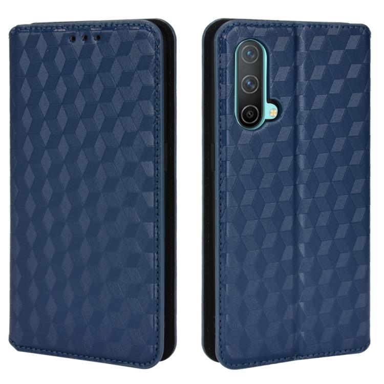 For OnePlus Nord CE 5G Cubic Grid Texture Flip Leather Phone Case