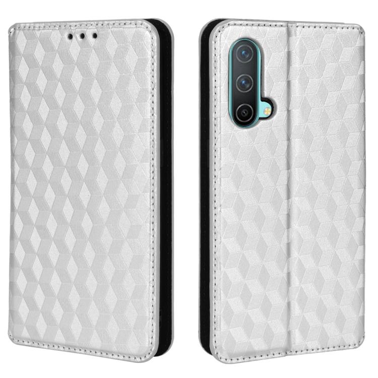 For OnePlus Nord CE 5G Cubic Grid Texture Flip Leather Phone Case