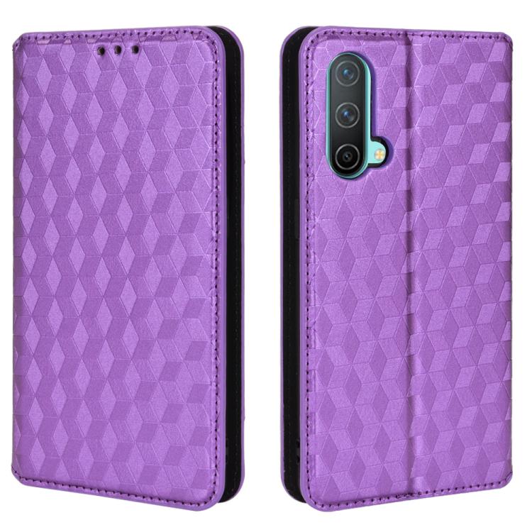 For OnePlus Nord CE 5G Cubic Grid Texture Flip Leather Phone Case
