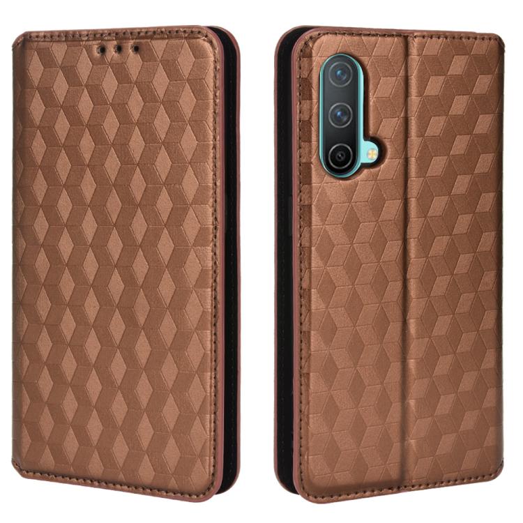 For OnePlus Nord CE 5G Cubic Grid Texture Flip Leather Phone Case
