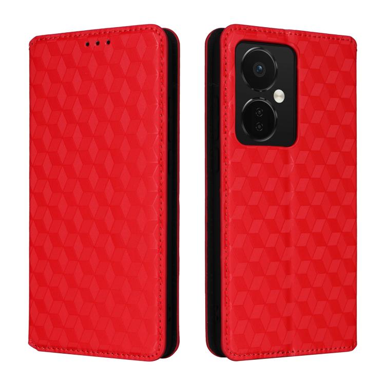 For OnePlus Nord CE3 Cubic Grid Texture Flip Leather Phone Case