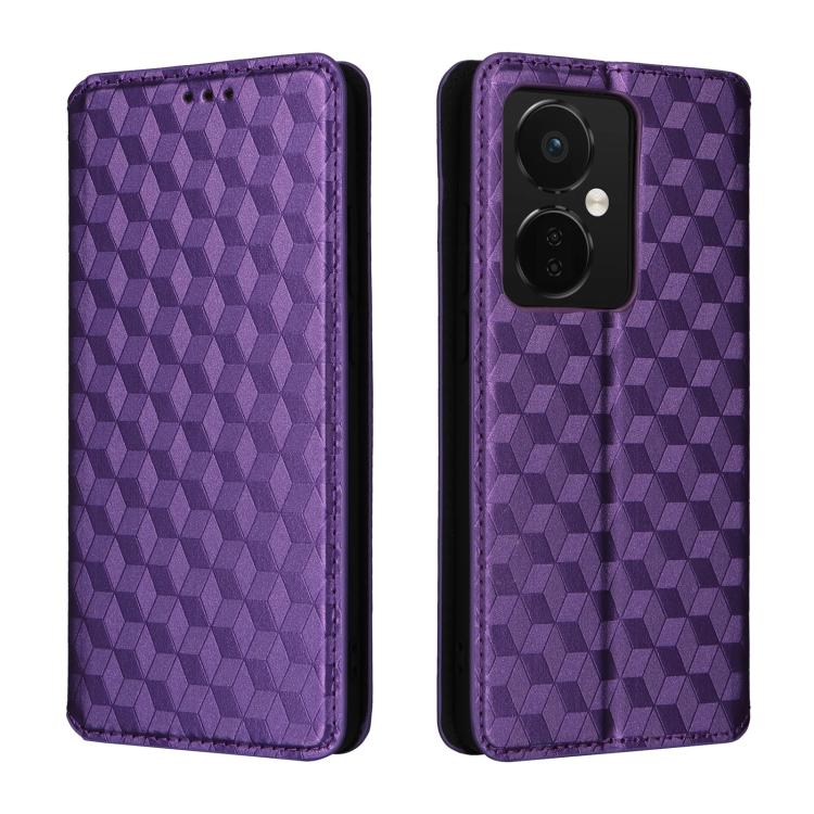 For OnePlus Nord CE3 Cubic Grid Texture Flip Leather Phone Case