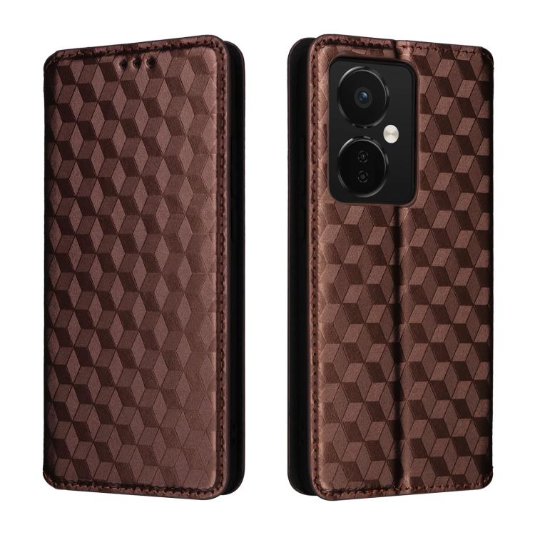 For OnePlus Nord CE3 Cubic Grid Texture Flip Leather Phone Case