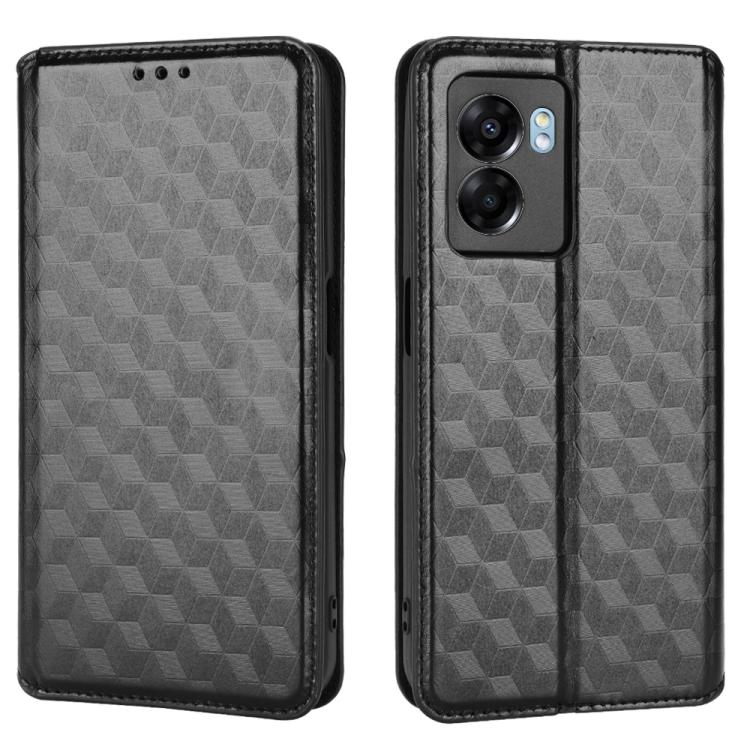 For OnePlus Nord N300 Cubic Grid Texture Flip Leather Phone Case