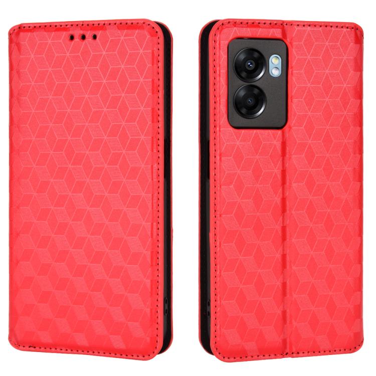 For OnePlus Nord N300 Cubic Grid Texture Flip Leather Phone Case