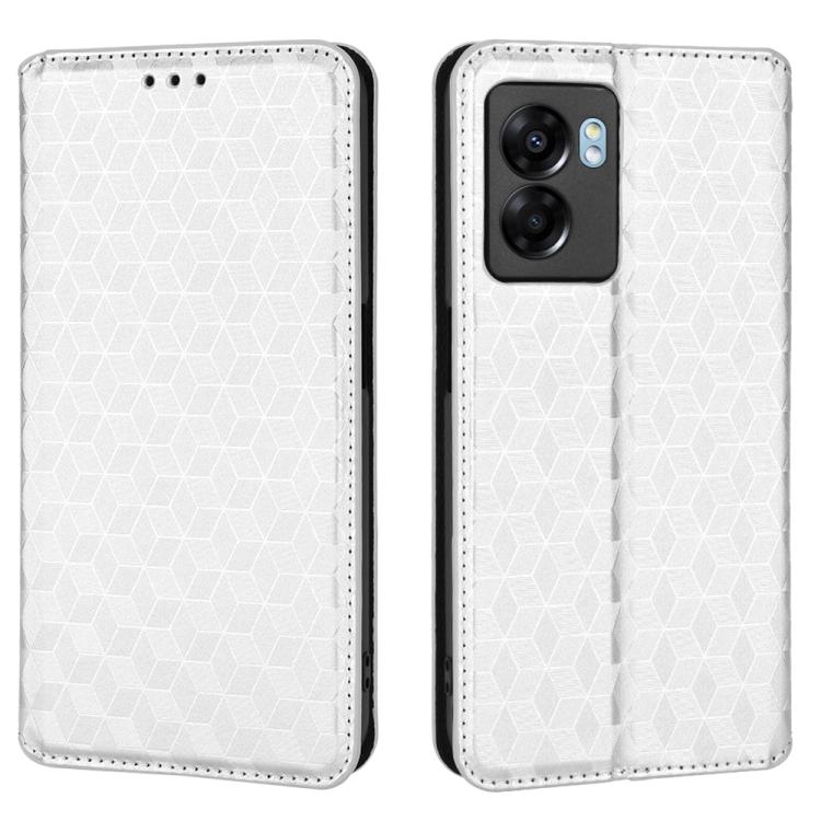 For OnePlus Nord N300 Cubic Grid Texture Flip Leather Phone Case