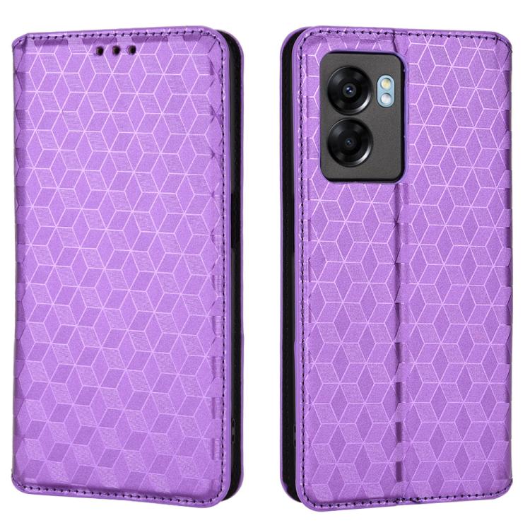 For OnePlus Nord N300 Cubic Grid Texture Flip Leather Phone Case