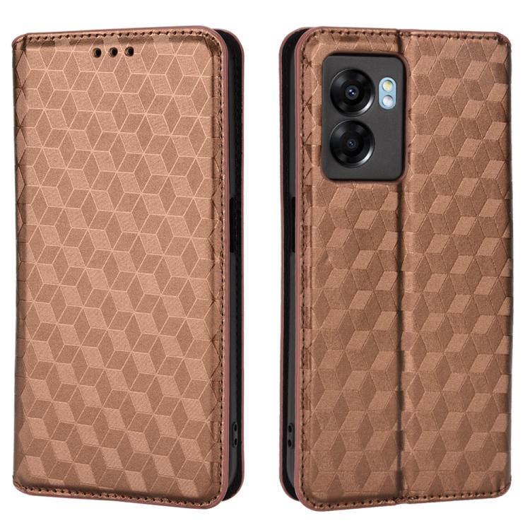 For OnePlus Nord N300 Cubic Grid Texture Flip Leather Phone Case