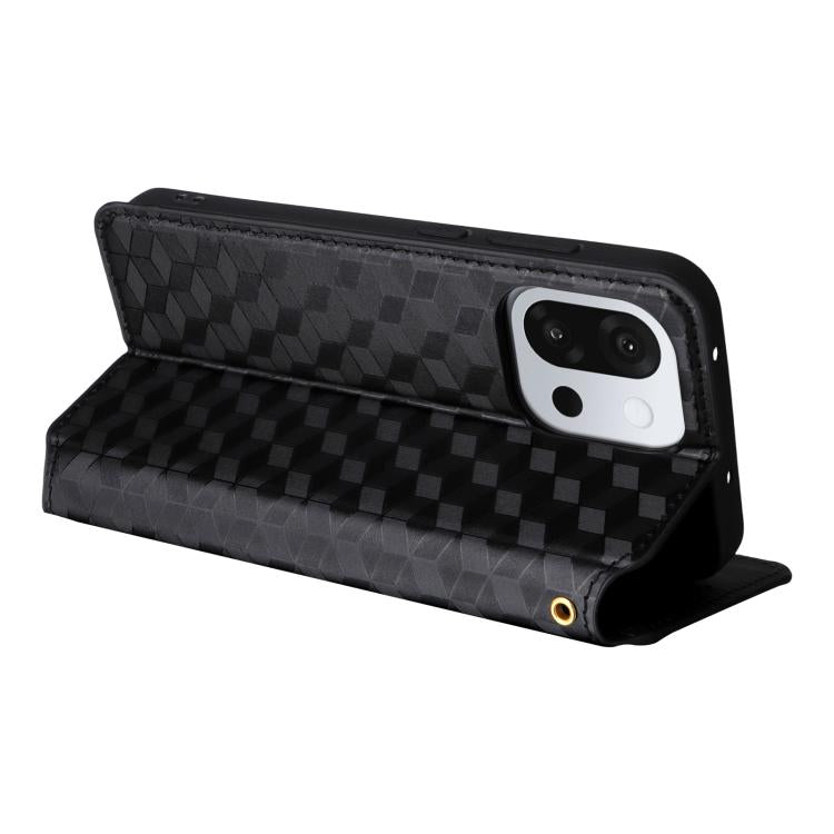 For OnePlus 13T Cubic Grid Texture Flip Leather Phone Case