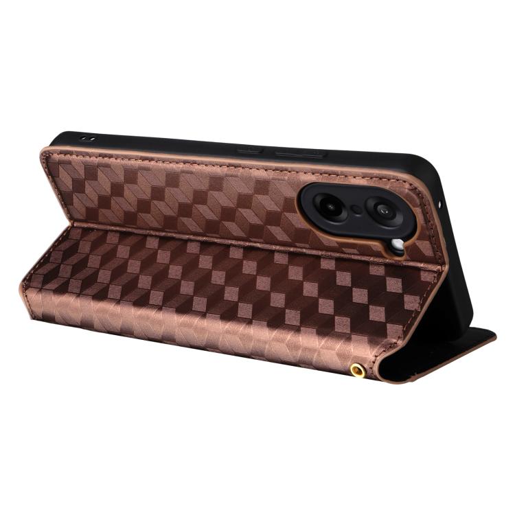 For OnePlus Nord CE5 / Ace 5 Racing Cubic Grid Texture Flip Leather Phone Case