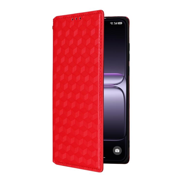 For OnePlus Nord 5 / OnePlus Ace 5 Ultra Cubic Grid Texture Flip Leather Phone Case