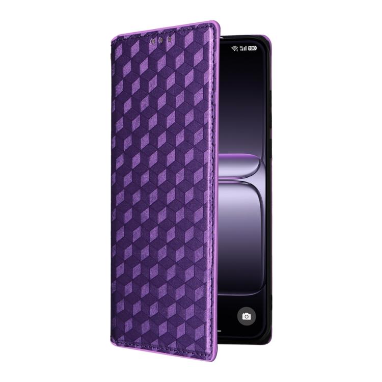 For OnePlus Nord 5 / OnePlus Ace 5 Ultra Cubic Grid Texture Flip Leather Phone Case