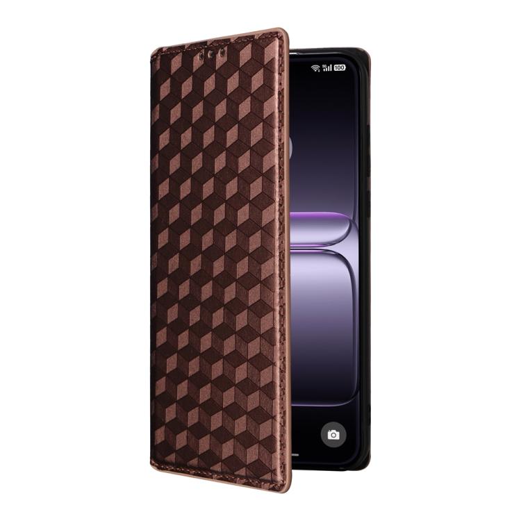 For OnePlus Nord 5 / OnePlus Ace 5 Ultra Cubic Grid Texture Flip Leather Phone Case