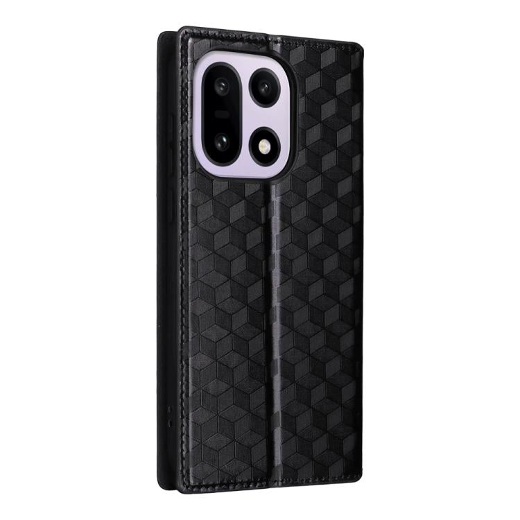 For OnePlus 15 Cubic Grid Texture Flip Leather Phone Case