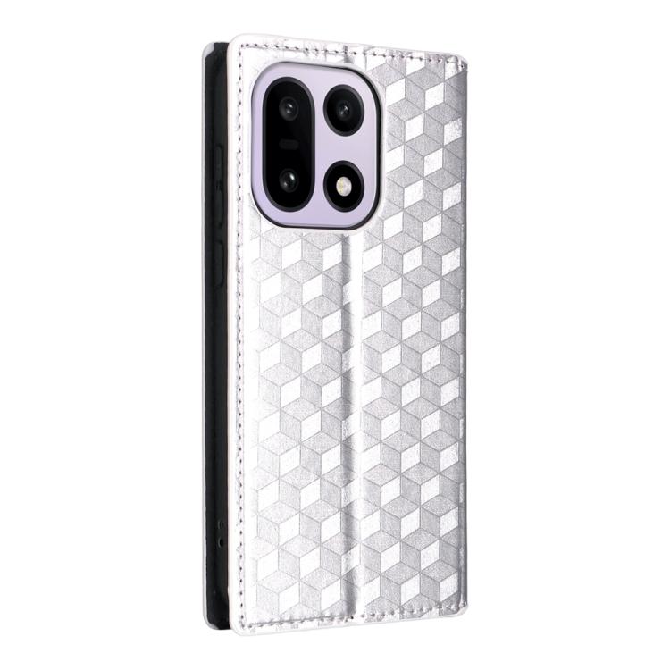 For OnePlus 15 Cubic Grid Texture Flip Leather Phone Case