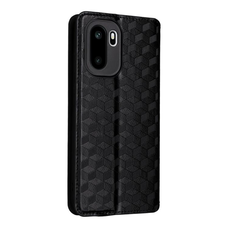 For OnePlus Ace 6 / Ace 6T / 15R Cubic Grid Texture Flip Leather Phone Case