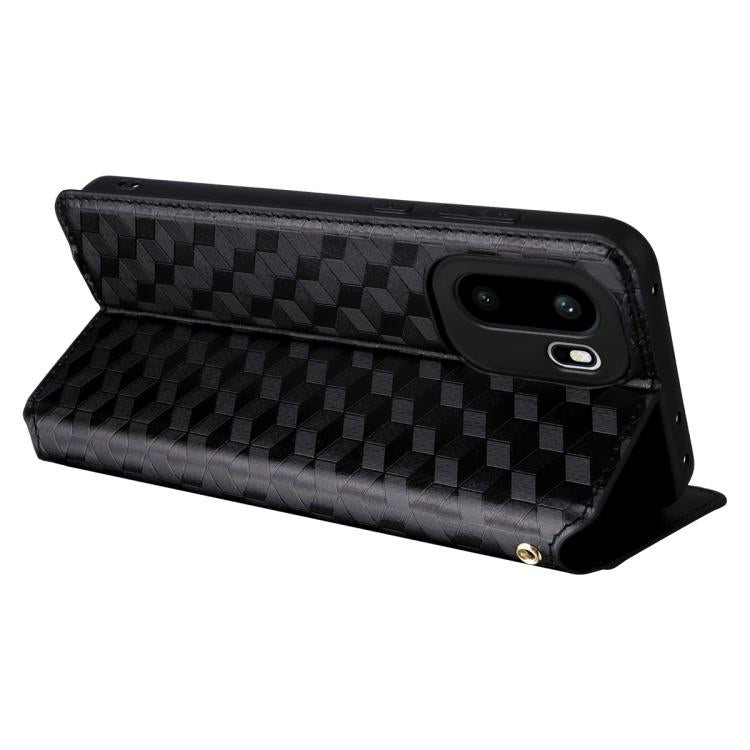 For OnePlus Ace 6 / Ace 6T / 15R Cubic Grid Texture Flip Leather Phone Case