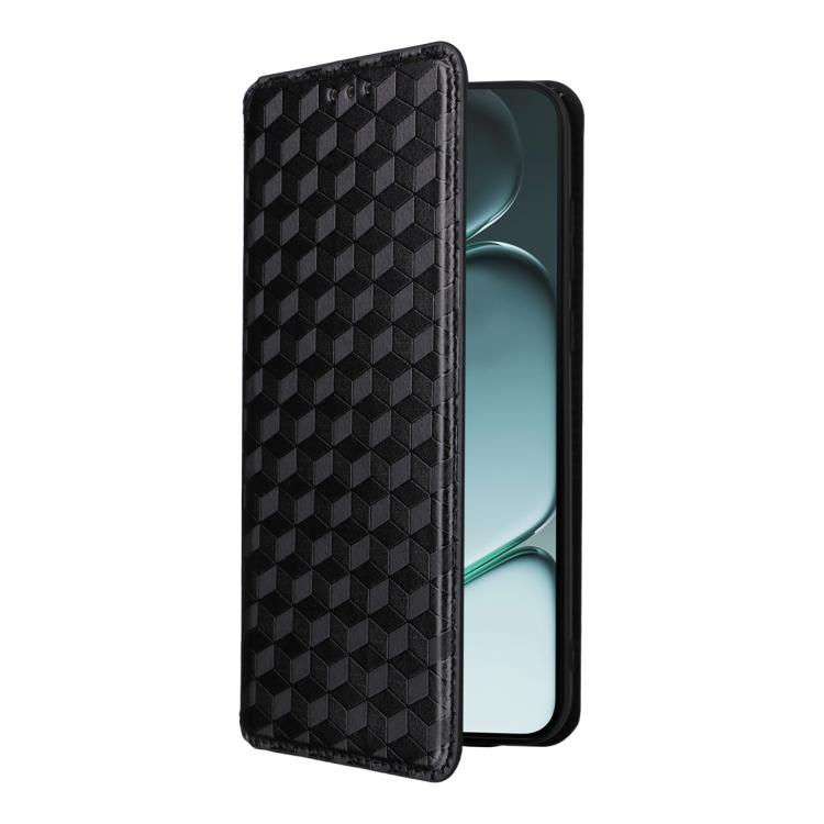 For OnePlus Ace 6 / Ace 6T / 15R Cubic Grid Texture Flip Leather Phone Case