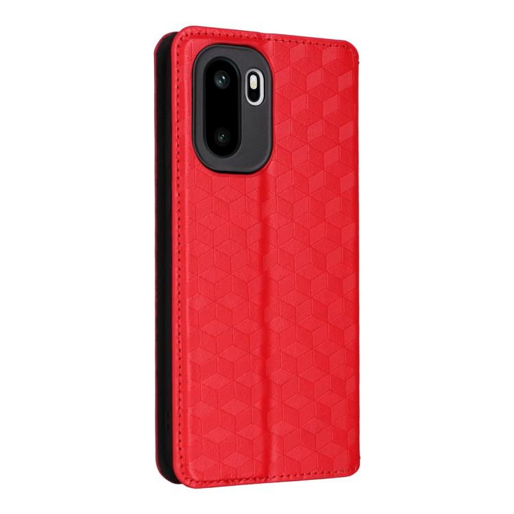 For OnePlus Ace 6 / Ace 6T / 15R Cubic Grid Texture Flip Leather Phone Case
