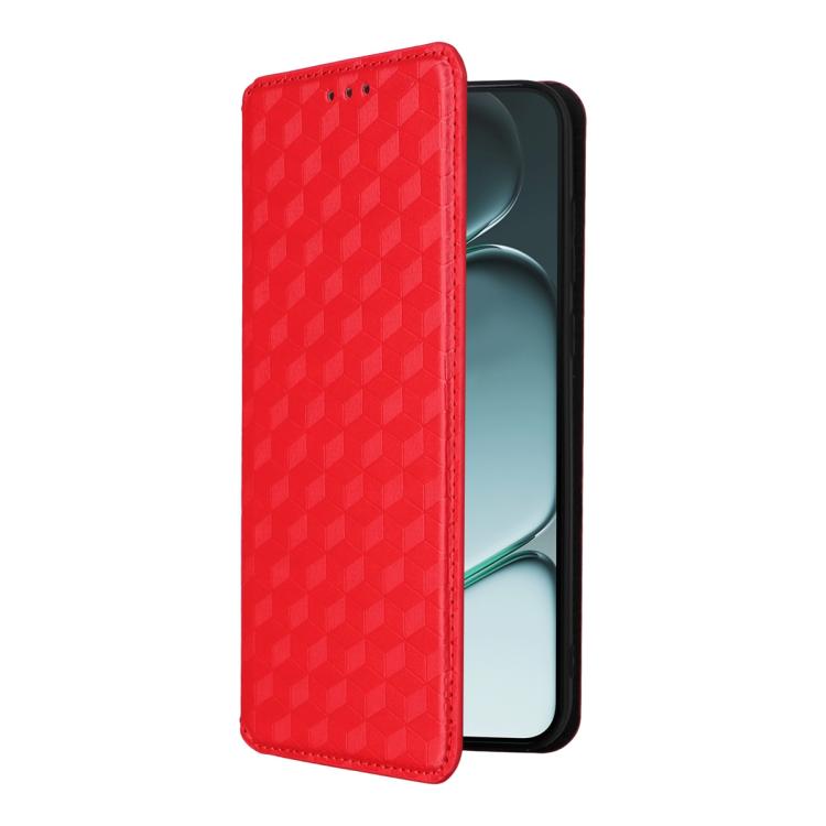 For OnePlus Ace 6 / Ace 6T / 15R Cubic Grid Texture Flip Leather Phone Case