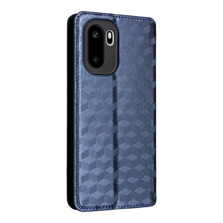 For OnePlus Ace 6 / Ace 6T / 15R Cubic Grid Texture Flip Leather Phone Case