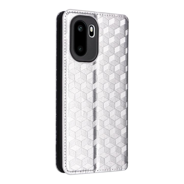 For OnePlus Ace 6 / Ace 6T / 15R Cubic Grid Texture Flip Leather Phone Case