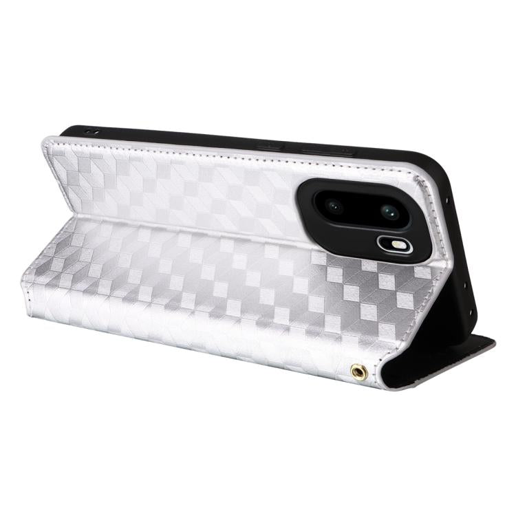 For OnePlus Ace 6 / Ace 6T / 15R Cubic Grid Texture Flip Leather Phone Case