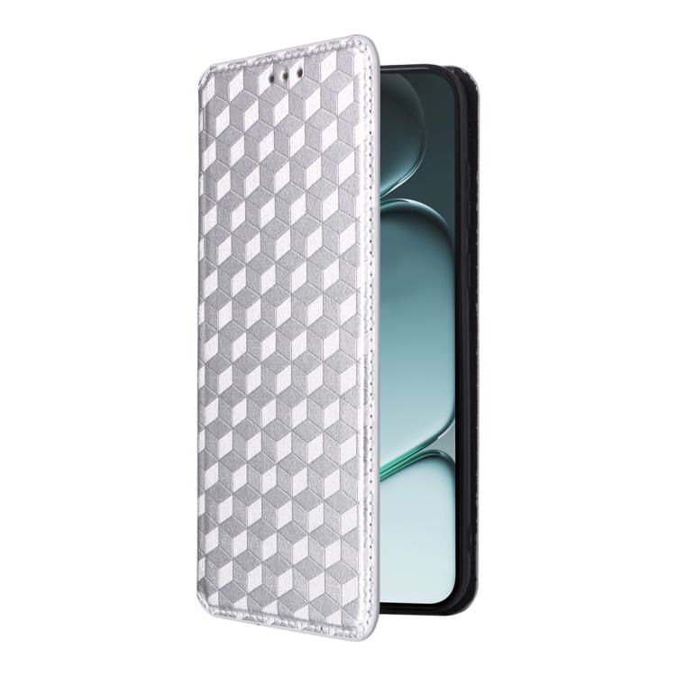 For OnePlus Ace 6 / Ace 6T / 15R Cubic Grid Texture Flip Leather Phone Case