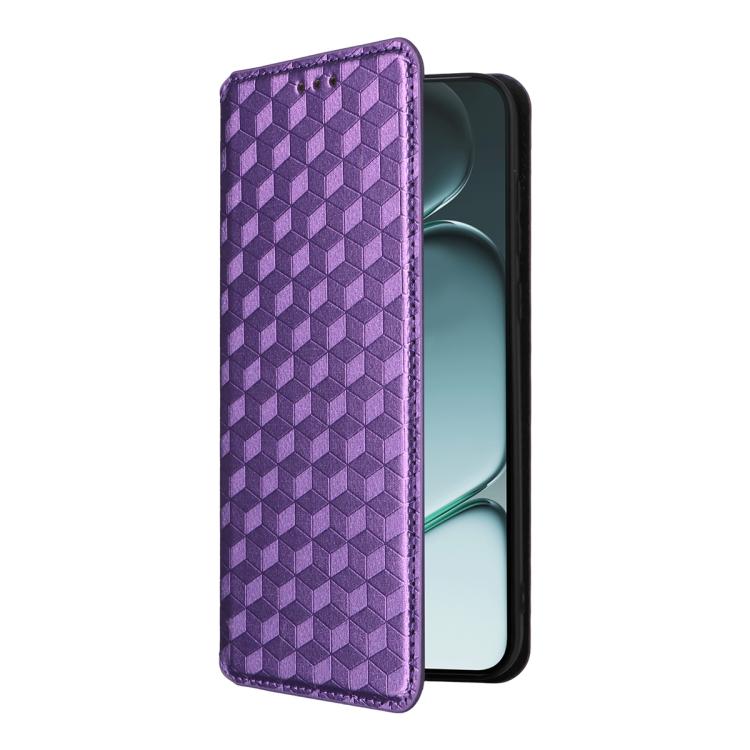 For OnePlus Ace 6 / Ace 6T / 15R Cubic Grid Texture Flip Leather Phone Case