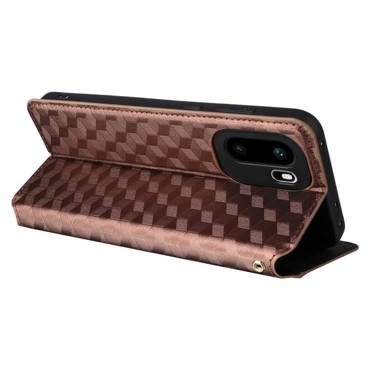 For OnePlus Ace 6 / Ace 6T / 15R Cubic Grid Texture Flip Leather Phone Case
