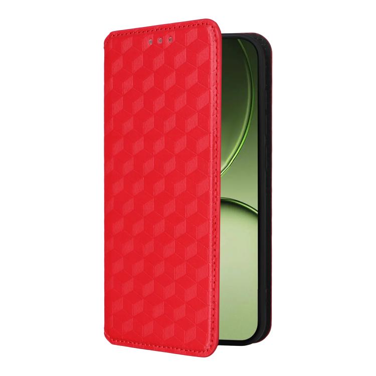 For OnePlus 15T 5G Cubic Grid Texture Flip Leather Phone Case