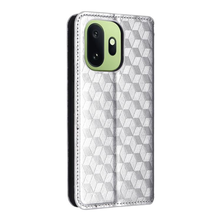 For OnePlus 15T 5G Cubic Grid Texture Flip Leather Phone Case