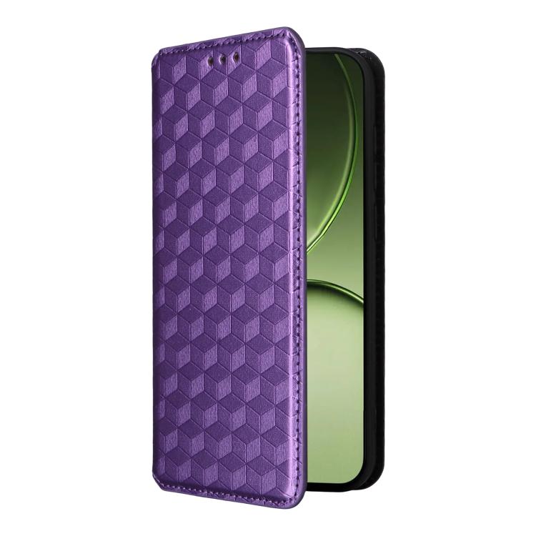 For OnePlus 15T 5G Cubic Grid Texture Flip Leather Phone Case