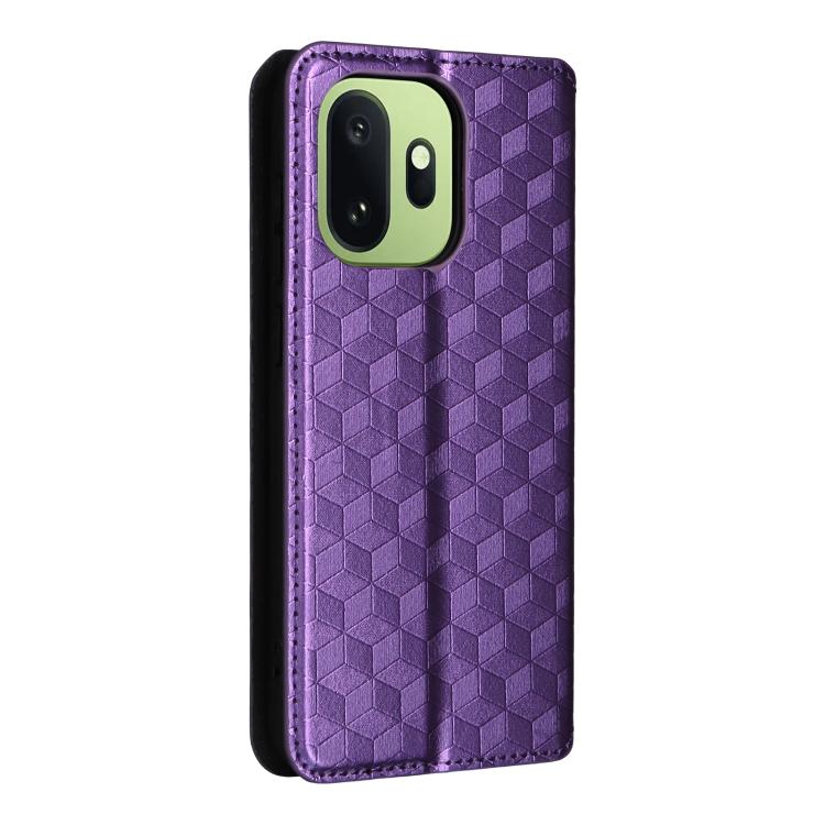 For OnePlus 15T 5G Cubic Grid Texture Flip Leather Phone Case