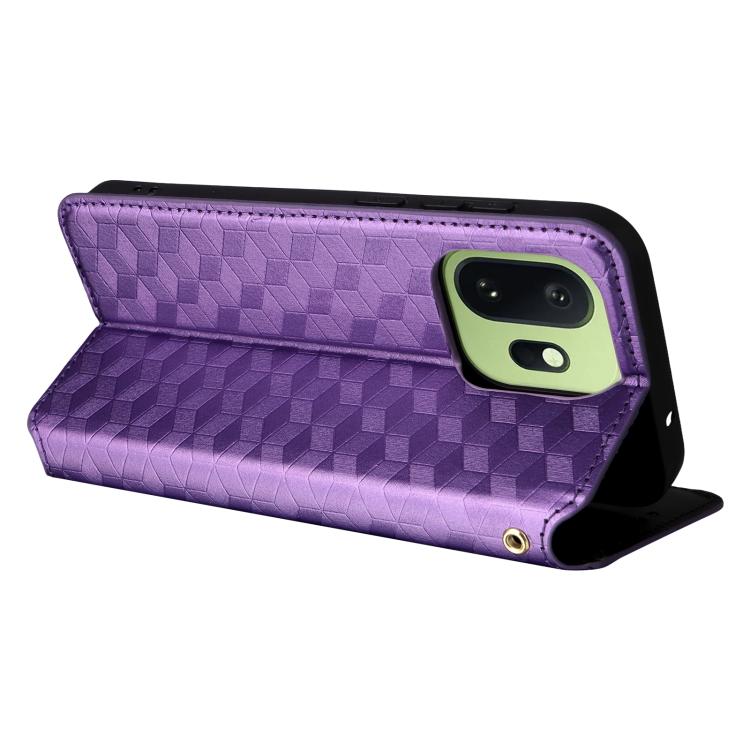 For OnePlus 15T 5G Cubic Grid Texture Flip Leather Phone Case