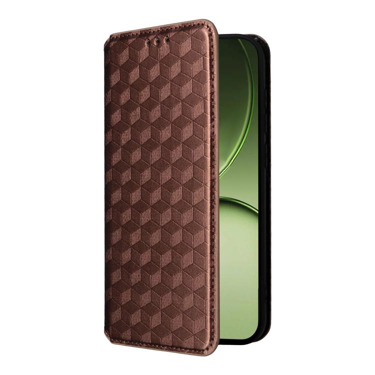 For OnePlus 15T 5G Cubic Grid Texture Flip Leather Phone Case