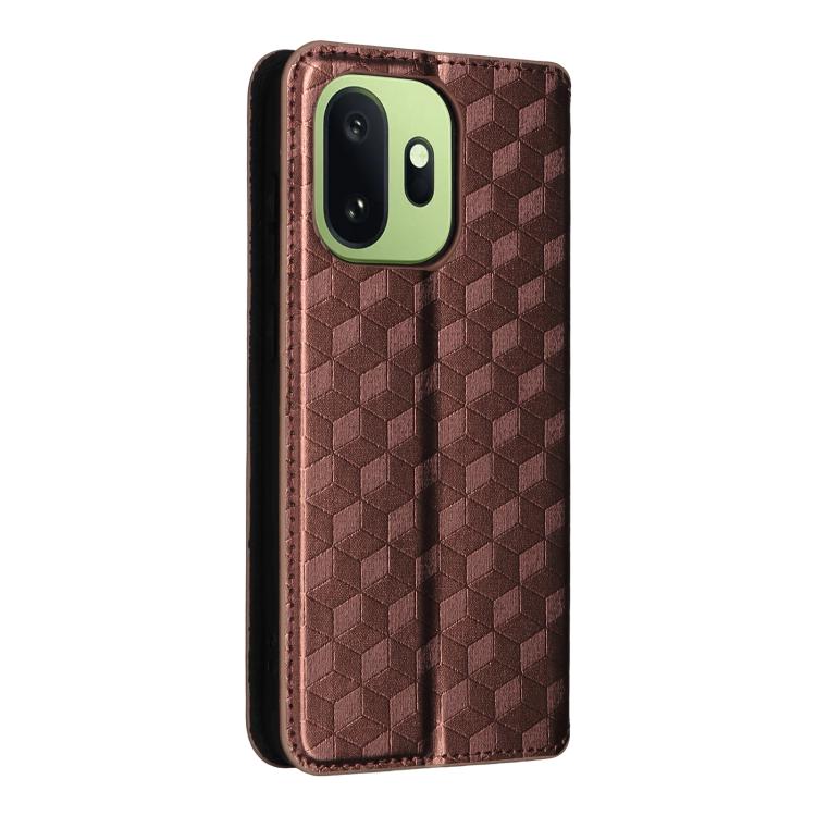For OnePlus 15T 5G Cubic Grid Texture Flip Leather Phone Case