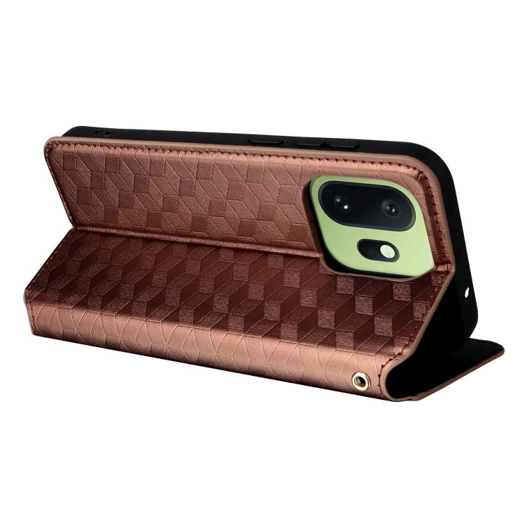 For OnePlus 15T 5G Cubic Grid Texture Flip Leather Phone Case