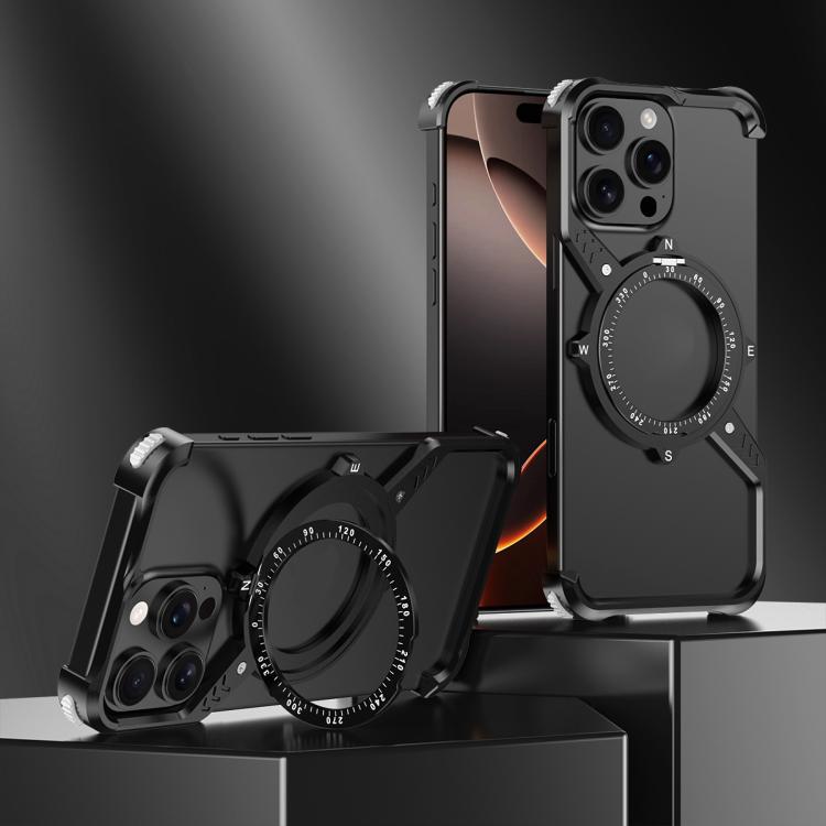 For iPhone 13 Pro Max S Shaped 360 Holder Airbag Frameless Metal Phone Case