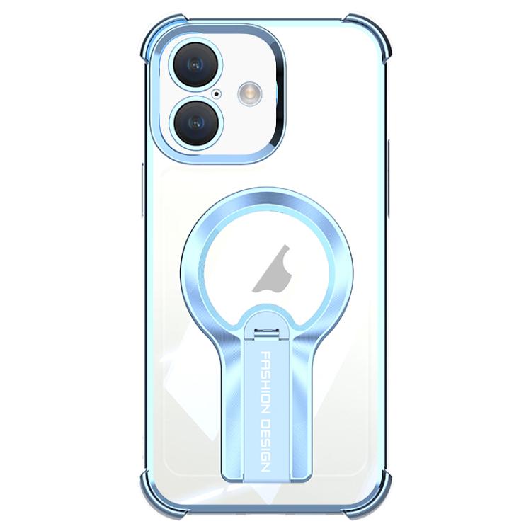 For iPhone 16 Plus Shockproof Electroplating MagSafe Holder Phone Case