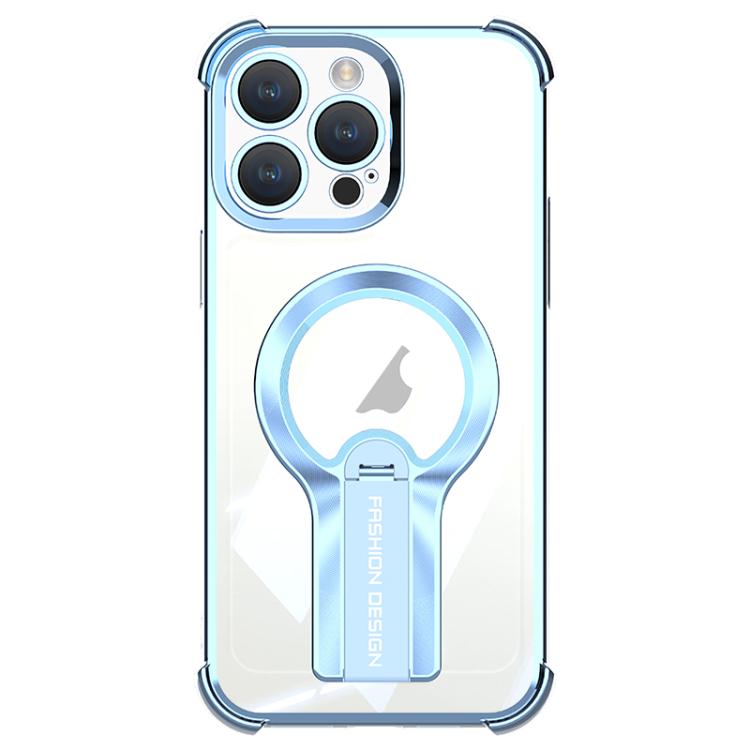 For iPhone 14 Pro Shockproof Electroplating MagSafe Holder Phone Case