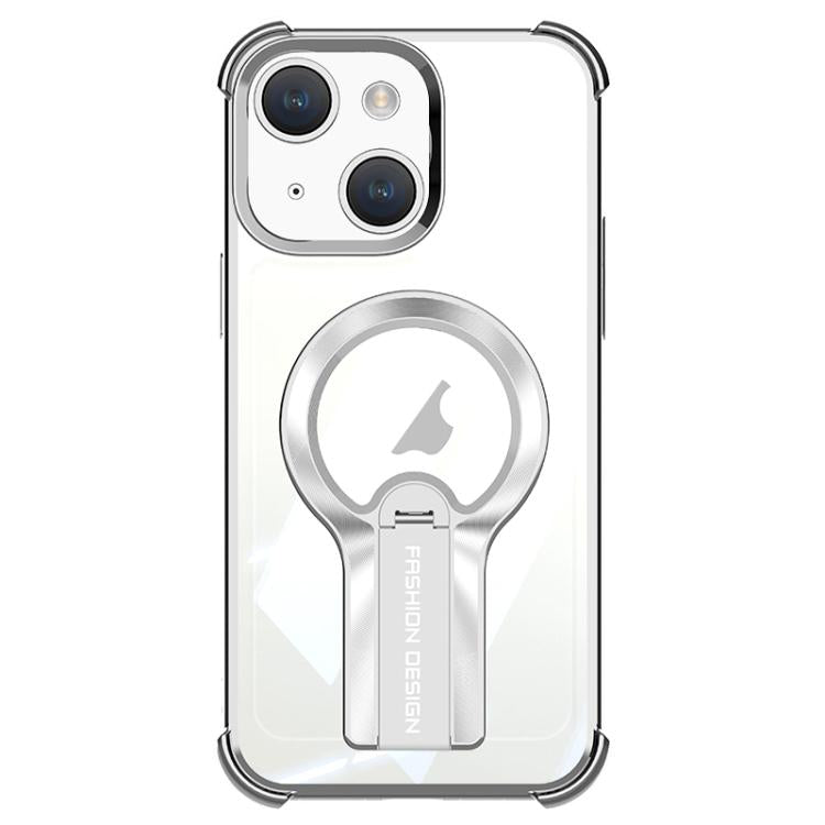 For iPhone 13 Shockproof Electroplating MagSafe Holder Phone Case