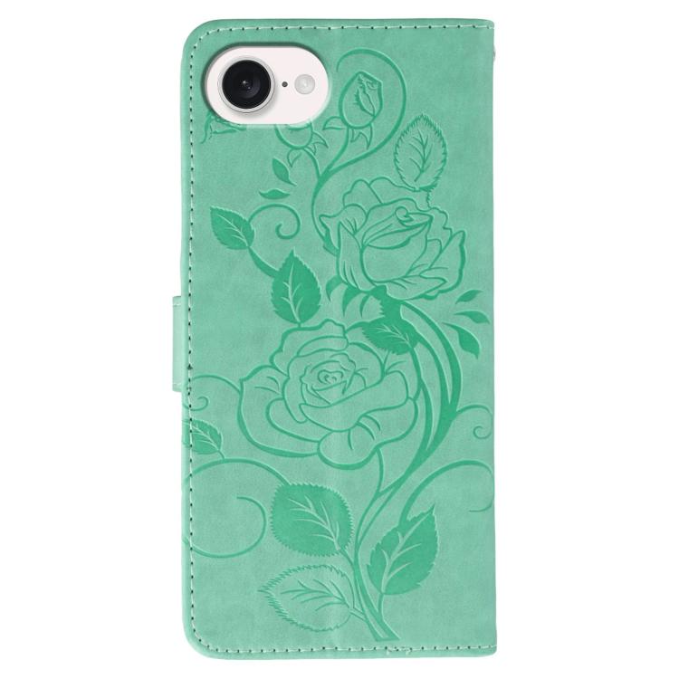 For iPhone 17e / 16e Rose Butterfly Embossed Leather Phone Case