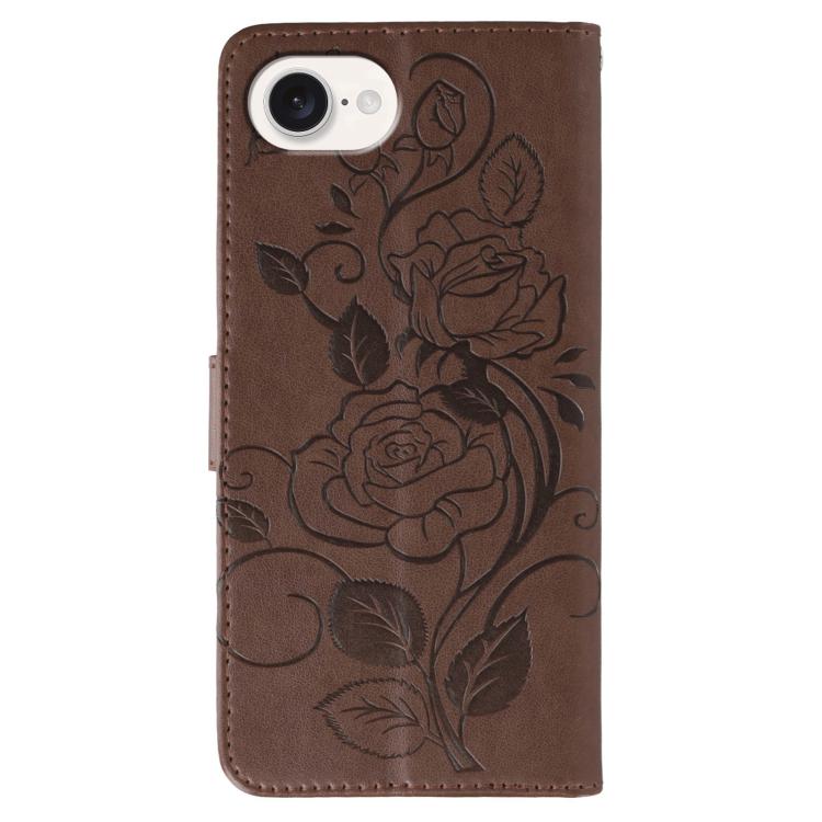 For iPhone 17e / 16e Rose Butterfly Embossed Leather Phone Case