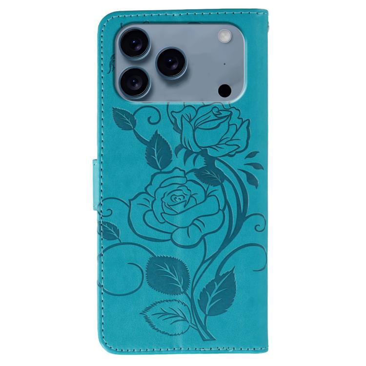 For iPhone 17 Pro Rose Butterfly Embossed Leather Phone Case