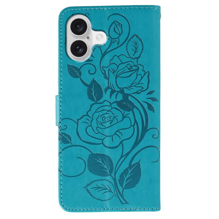 For iPhone 17 Rose Butterfly Embossed Leather Phone Case