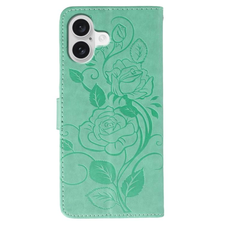 For iPhone 17 Rose Butterfly Embossed Leather Phone Case