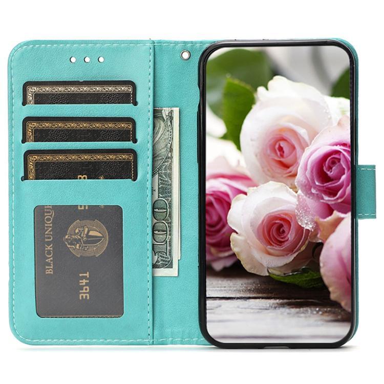 For iPhone 17 Rose Butterfly Embossed Leather Phone Case
