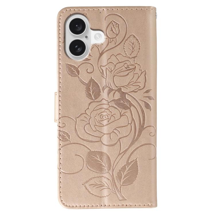 For iPhone 17 Rose Butterfly Embossed Leather Phone Case